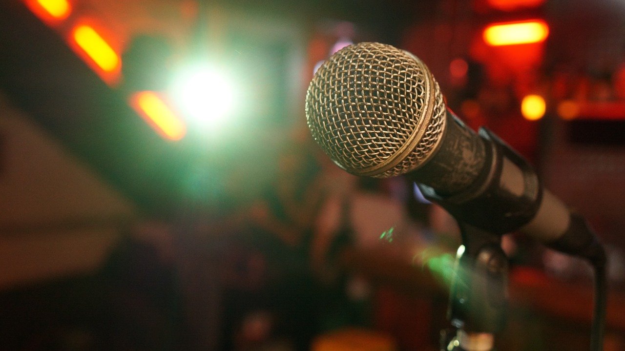 Microphone on a performance stage