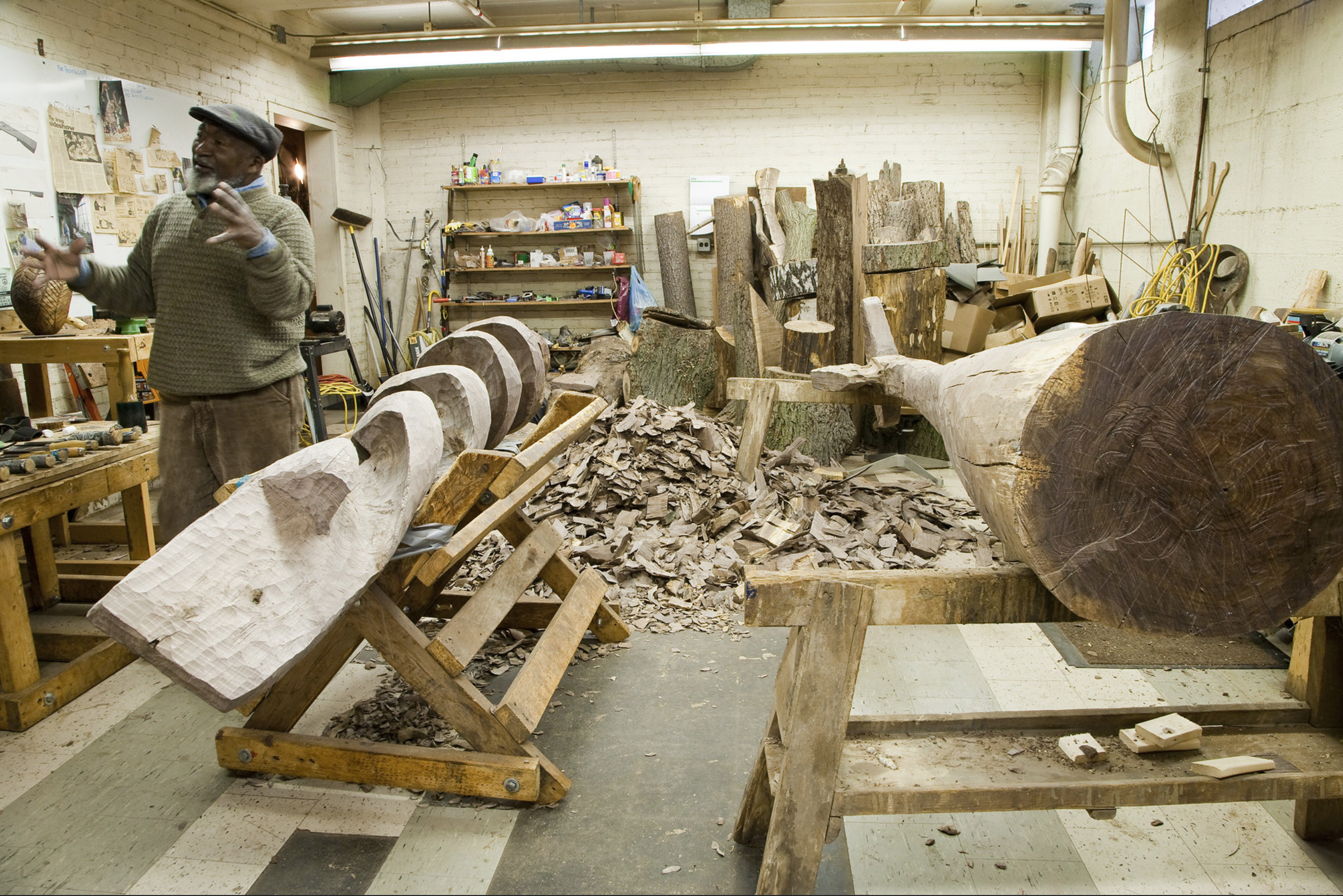 Artist Thaddeus Mosley in his studio