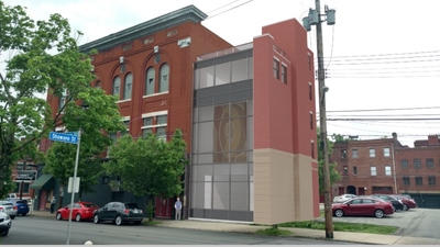 Architectural rending of building addition from James Street