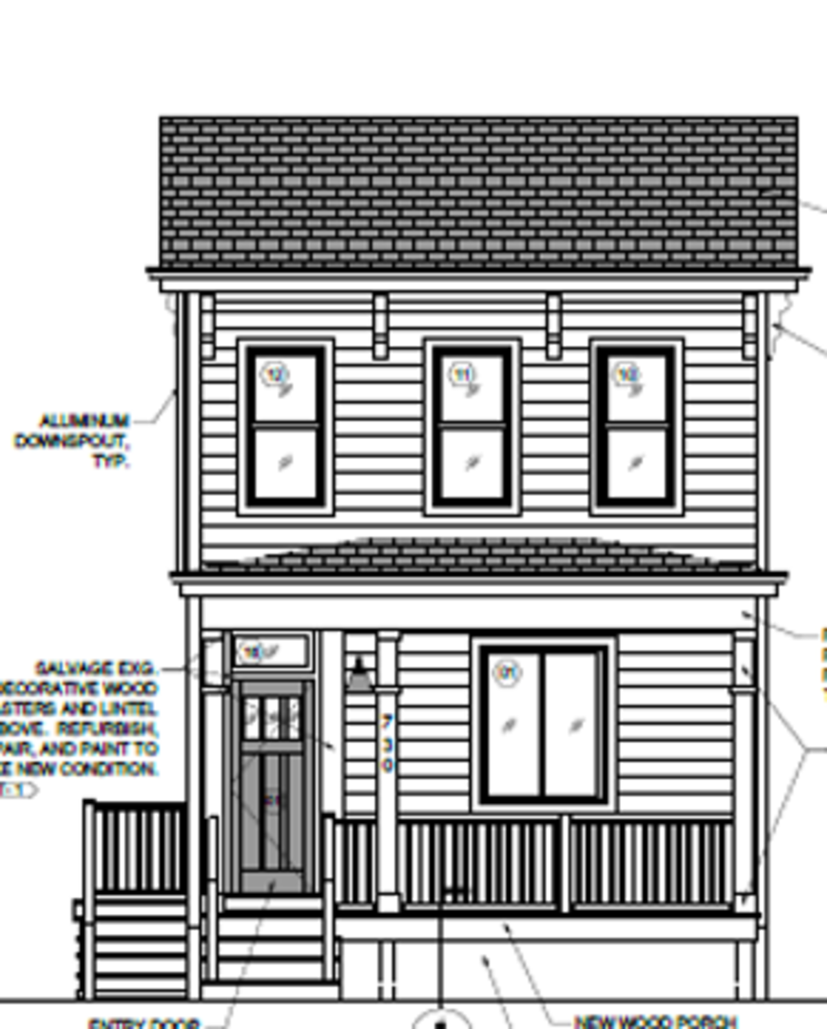 730 Mclain street facade drawings